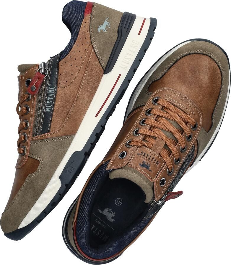 MUSTANG Sneakers laag blauw cognac olijfgroen - Foto 3