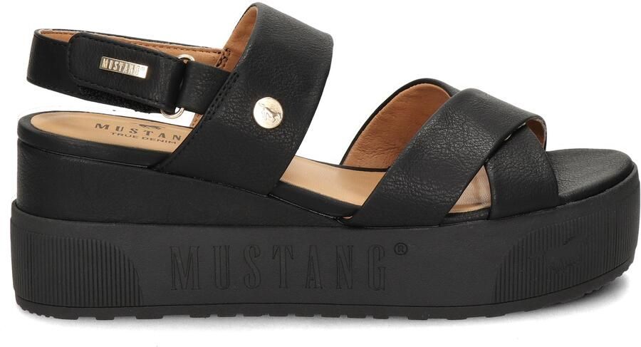 Mustang Shoes Sandaaltjes zomerschoen sandaal sleehak met praktische klittenbandsluiting - Foto 5