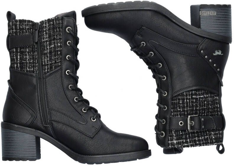 Mustang Shoes Winterlaarsjes Plateau enkellaars veterschoenen met praktische binnenrits - Foto 5