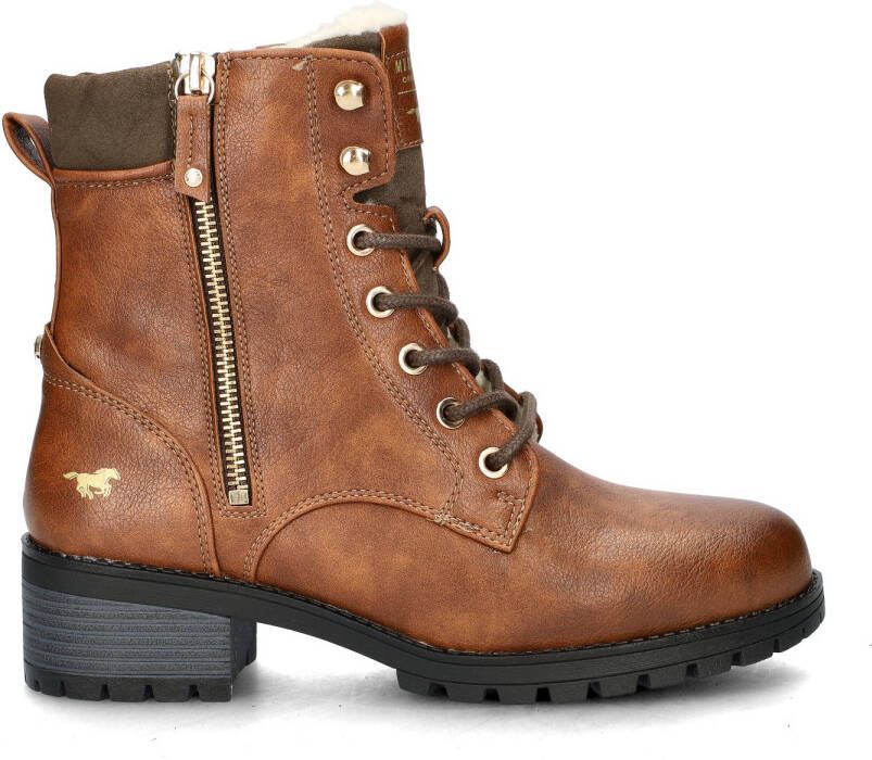 MUSTANG Veterlaarsjes 'Veterschoenen Hoog' cognac