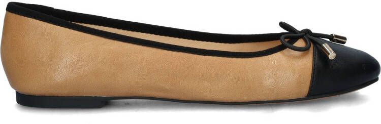 Nelson leren ballerina's beige zwart