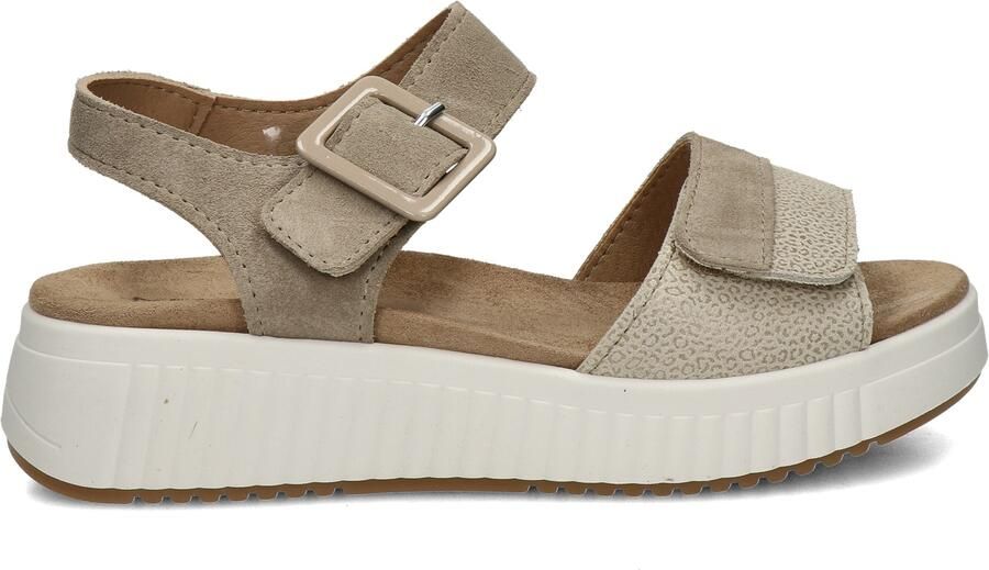 Nelson Flex suède sandalen met sleehak taupe