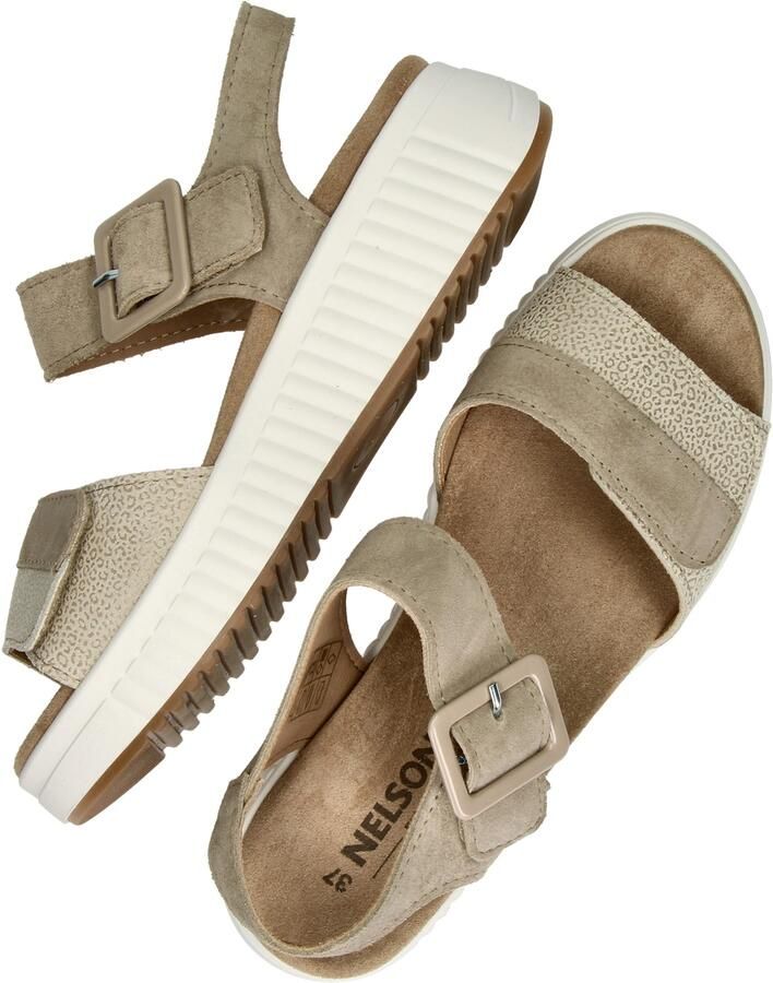 Nelson Flex suède sandalen met sleehak taupe - Foto 4