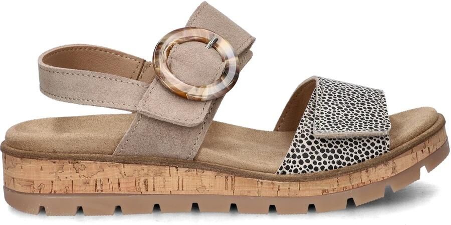 Nelson Flex suède sandalen met sleehak taupe