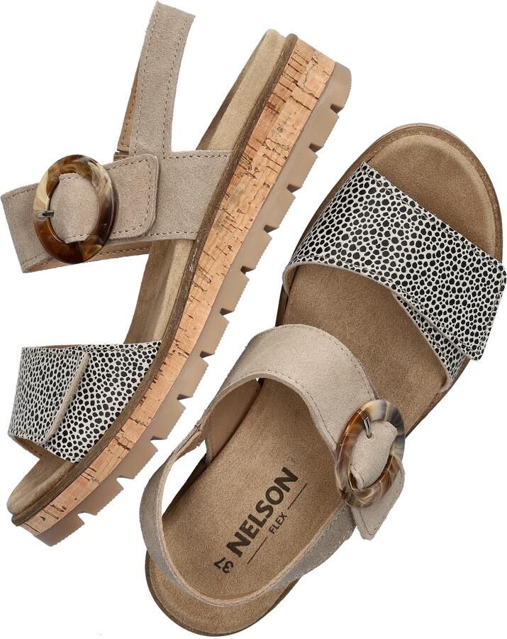 Nelson Flex suède sandalen met sleehak taupe - Foto 4