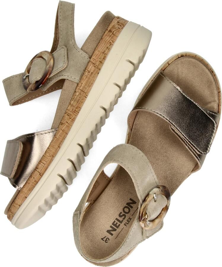 Nelson Flex suède sandalen met sleehak beige - Foto 5