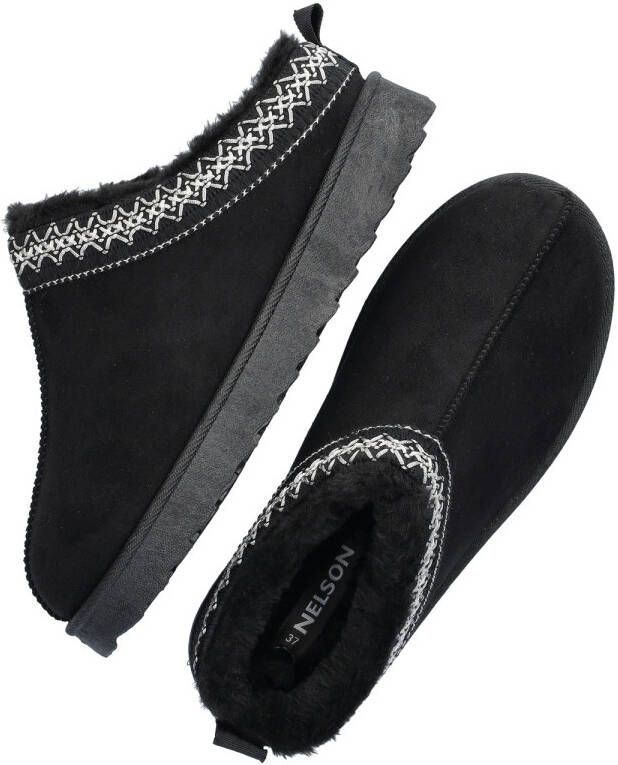 Nelson Home suède pantoffels zwart