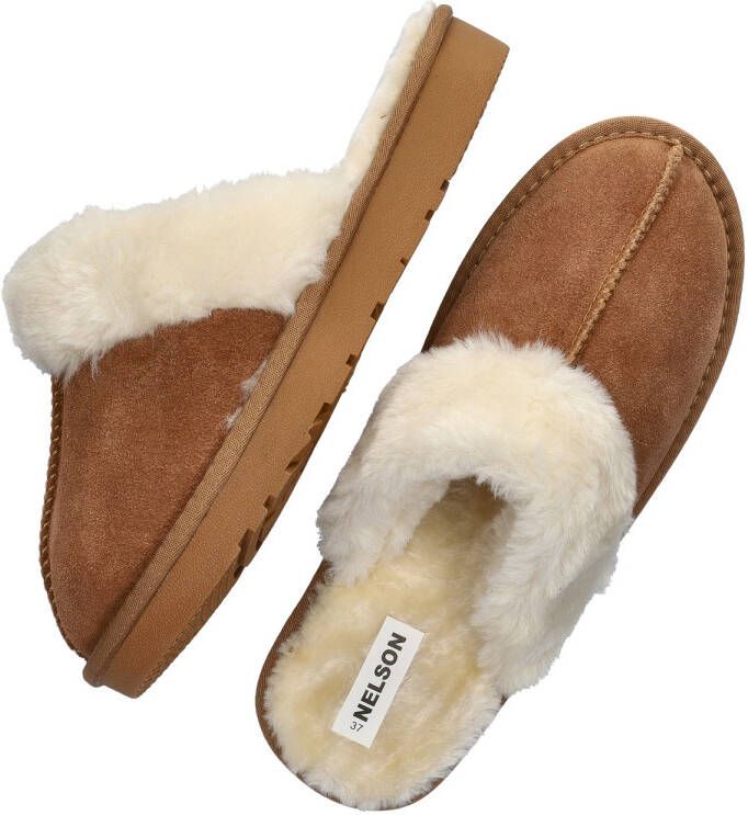 Nelson Home suède pantoffels cognac - Foto 2