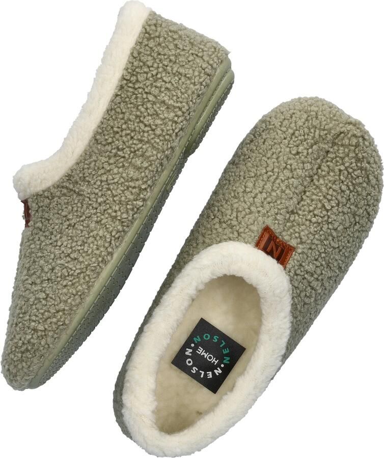 Nelson Home teddy pantoffels kaki