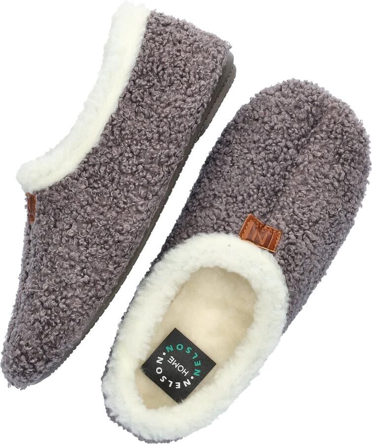 Nelson Home teddy pantoffels donkergrijs