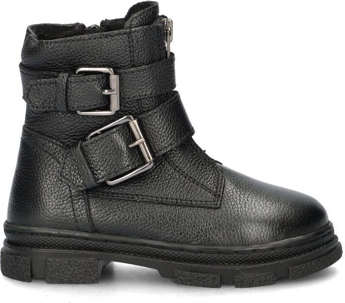 Nelson Kids leren bikerboots zwart