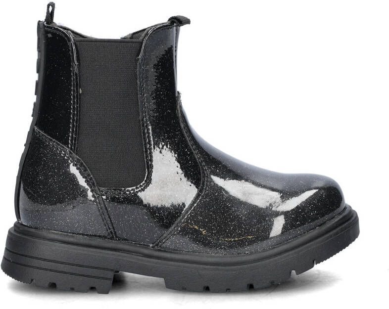 Nelson Kids lak chelsea boots met glitters zwart - Foto 2