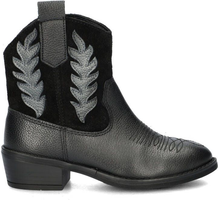 Nelson Kids leren cowboylaarzen zwart