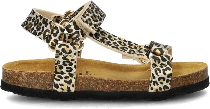 Nelson Kids suède sandalen met panterprint beige zwart