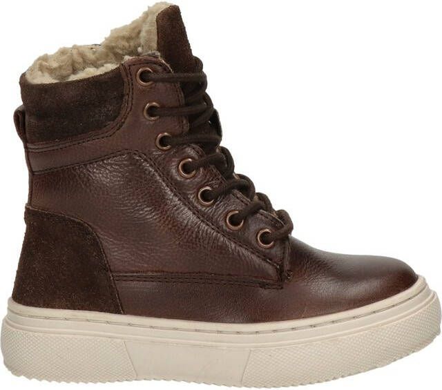 Nelson Kids leren veterboots cognac Bruin Leer 35