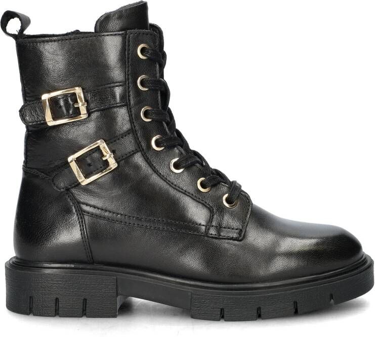 Nelson Kids leren veterboots zwart Meisjes Leer Effen 37