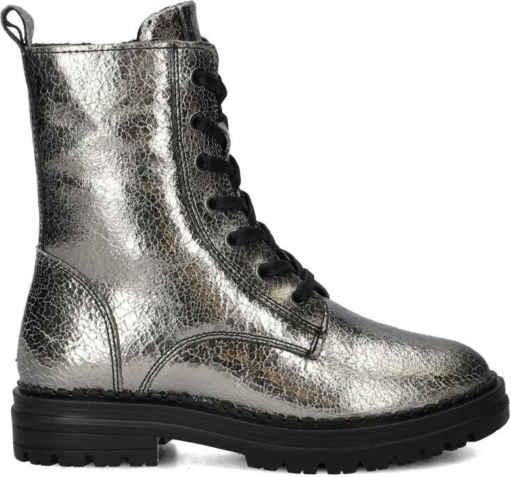 Nelson Kids leren veterboots zilver