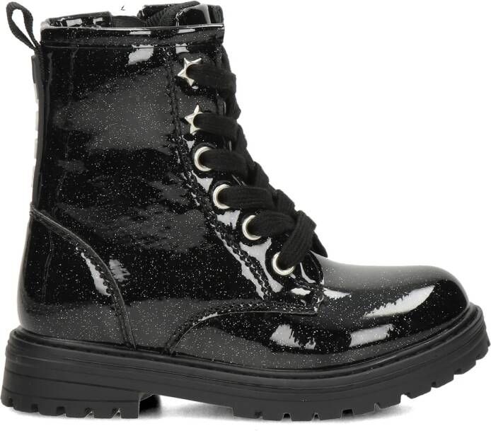 Nelson Kids lak veterboots met glitters zwart 31