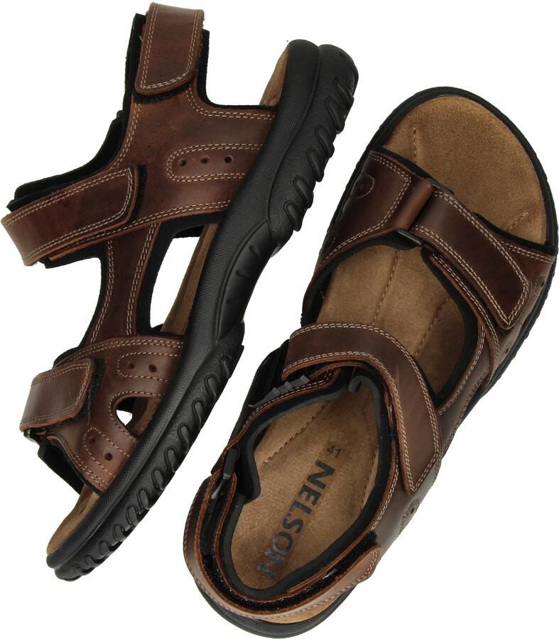 Nelson leren sandalen met profielzool bruin - Foto 4