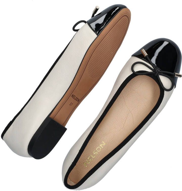 Nelson leren ballerina's wit zwart - Foto 2