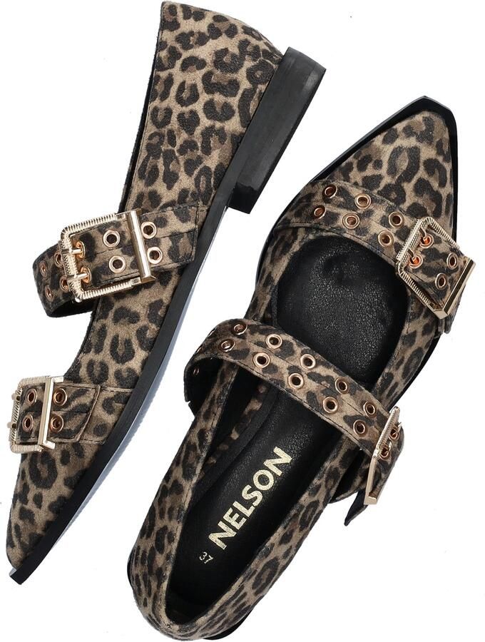 Nelson loafers met panterprint beige zwart - Foto 4