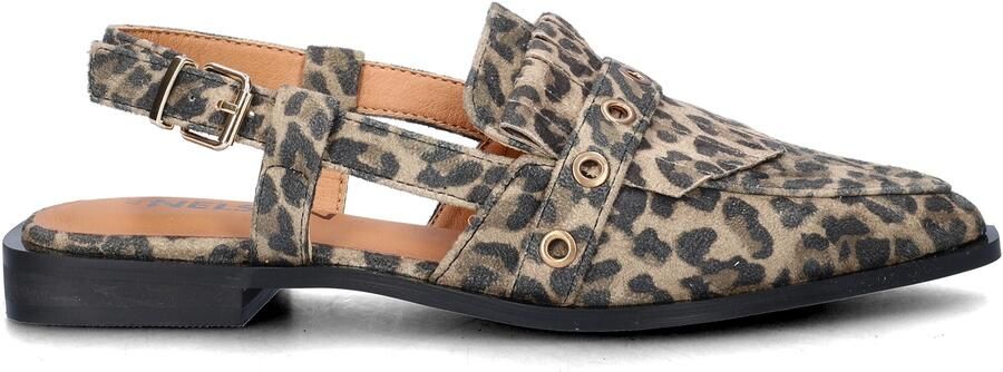 Nelson slingback loafers met panterprint beige zwart - Foto 4