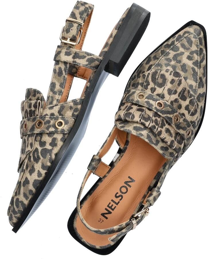Nelson slingback loafers met panterprint beige zwart - Foto 5