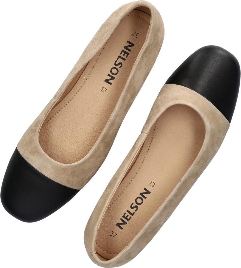 Nelson suède ballerina's beige zwart - Foto 2