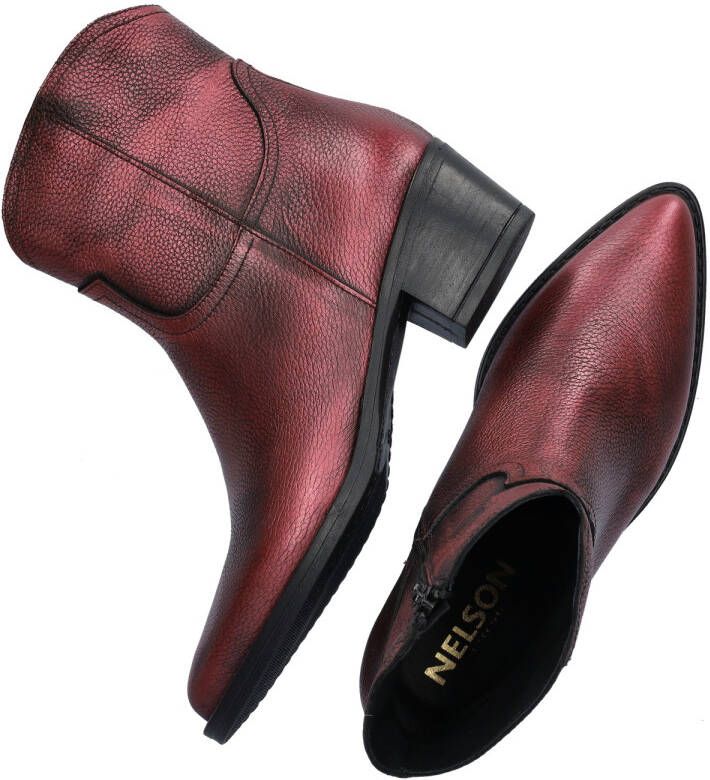 Nelson Brenda leren enkellaarzen rood metallic