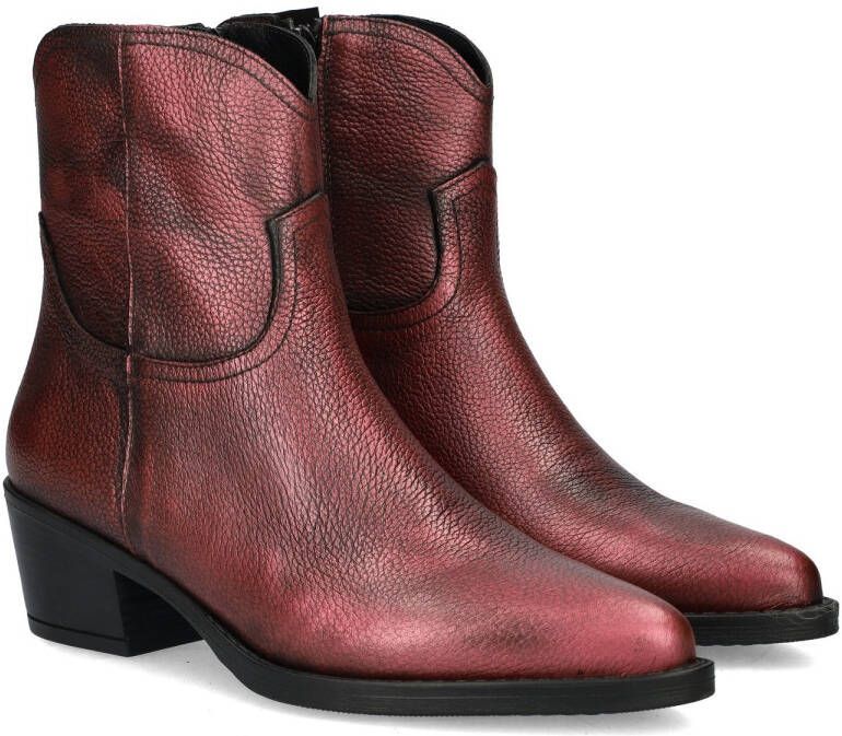Nelson Brenda leren enkellaarzen rood metallic - Foto 4