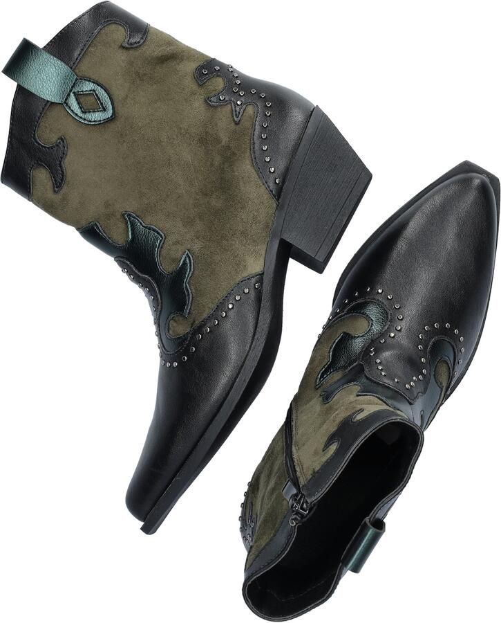 Nelson imitatieleren leren cowboy boots blokhak kaki - Foto 7
