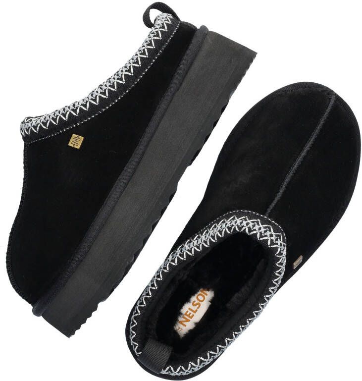 Nelson suède pantoffels zwart