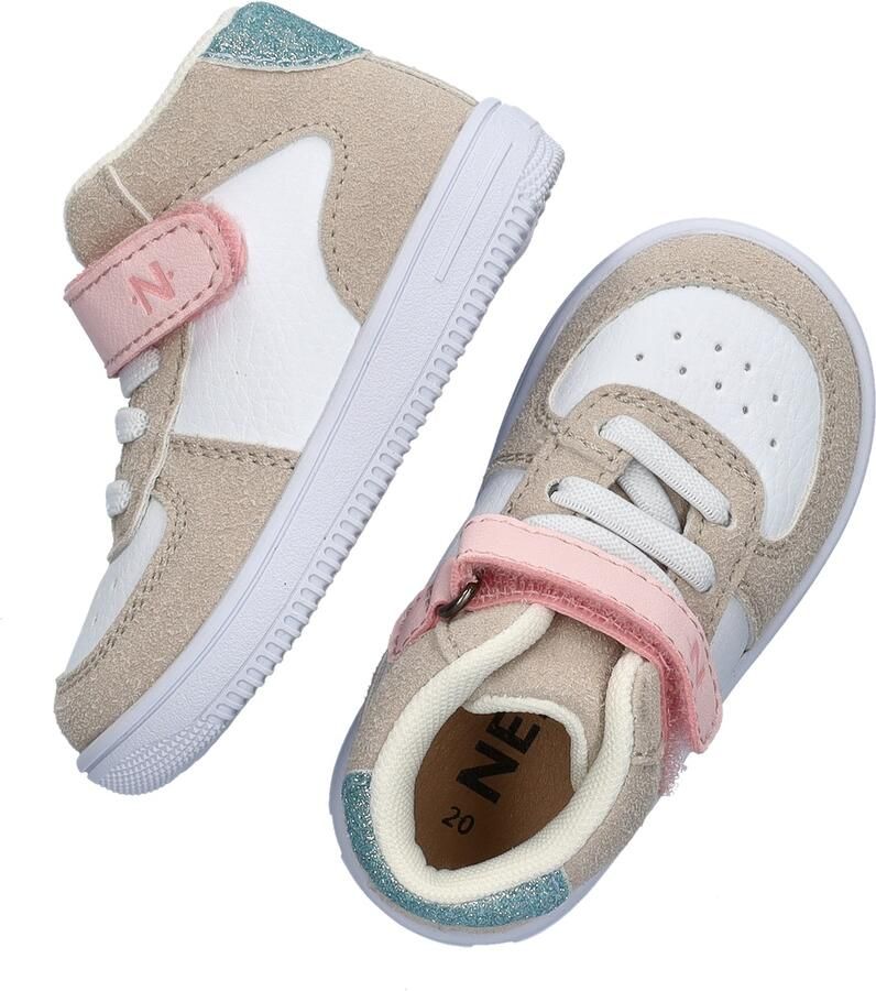 Nelson Kids leren sneakers beige wit Meisjes Leer Meerkleurig 20