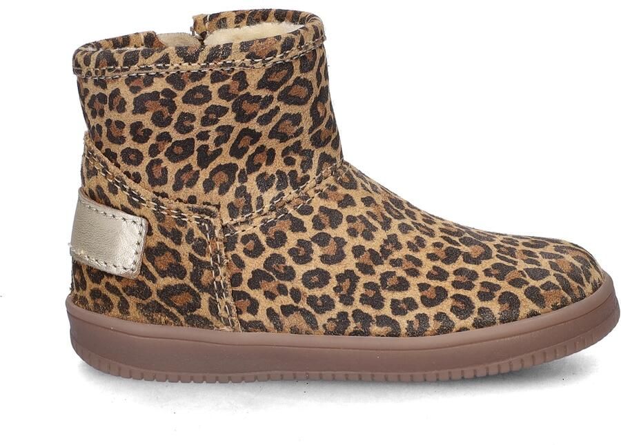 Nelson Kids gevoerde suède enkelboots met panterprint beige zwart - Foto 4