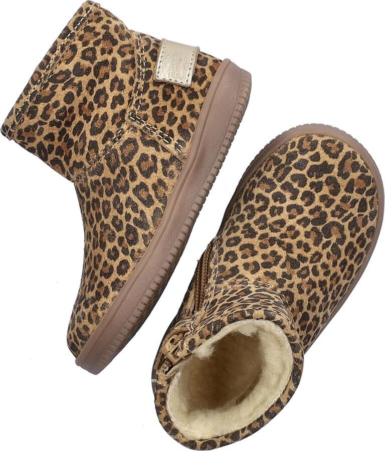 Nelson Kids gevoerde suède enkelboots met panterprint beige zwart - Foto 5