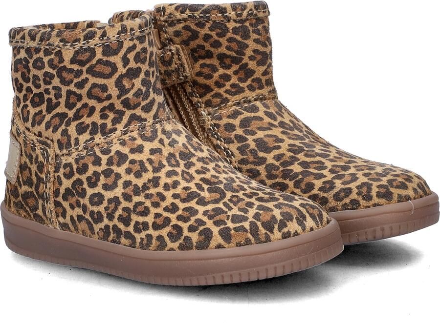 Nelson Kids gevoerde suède enkelboots met panterprint beige zwart - Foto 6