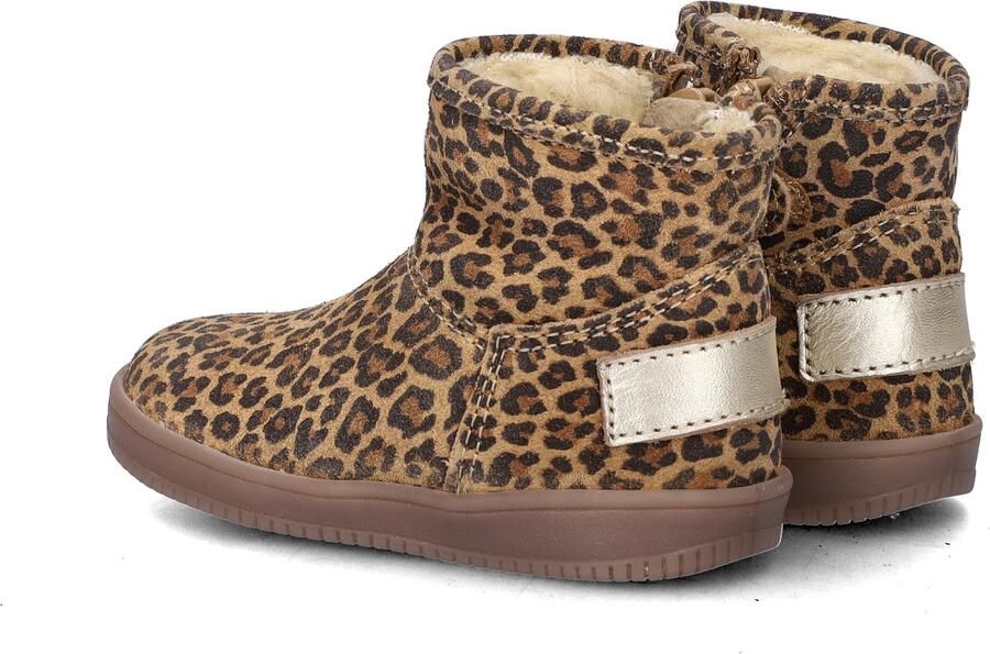 Nelson Kids gevoerde suède enkelboots met panterprint beige zwart - Foto 7