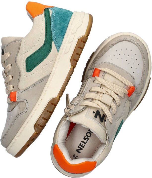 Nelson Kids leren sneakers beige groen oranje Jongens Suede Meerkleurig 27 - Foto 2