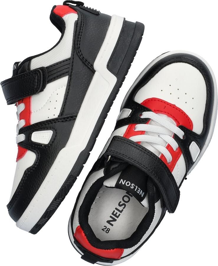 Nelson Kids sneakers zwart wit rood Jongens Imitatieleer Meerkleurig 28 - Foto 2