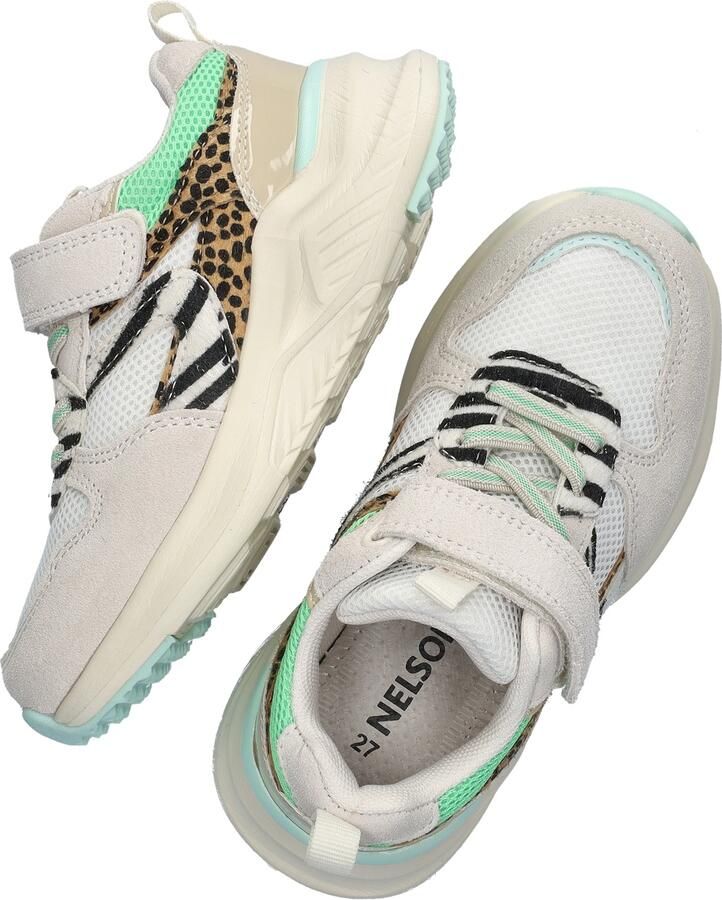 Nelson Kids chunky sneakers beige groen Meisjes Imitatieleer Meerkleurig 27