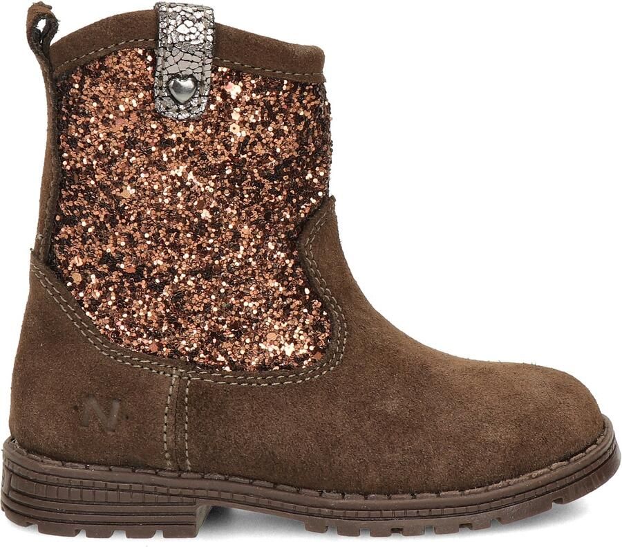 Nelson Kids suede laarzen met glitter bruin