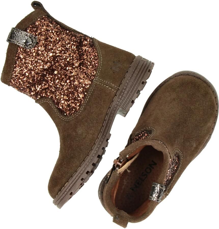 Nelson Kids suede laarzen met glitter bruin - Foto 3