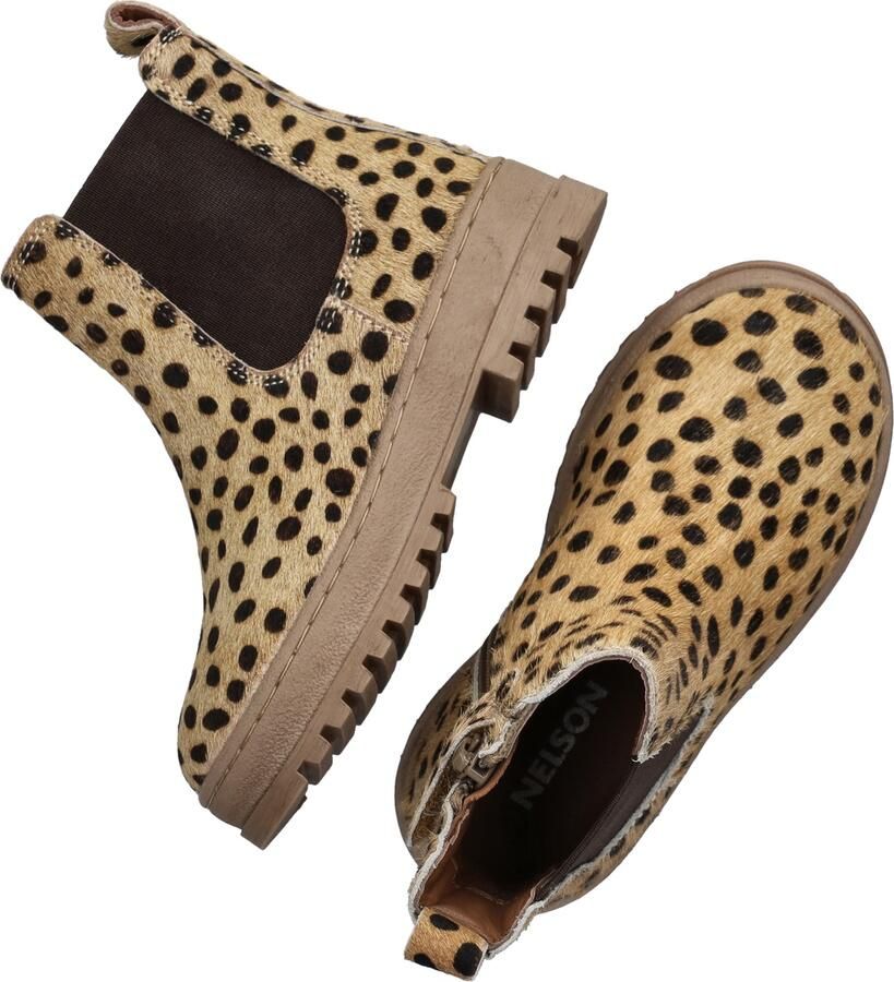 Nelson Kids enkelboots met profielzool en dierenprint beige zwart - Foto 4
