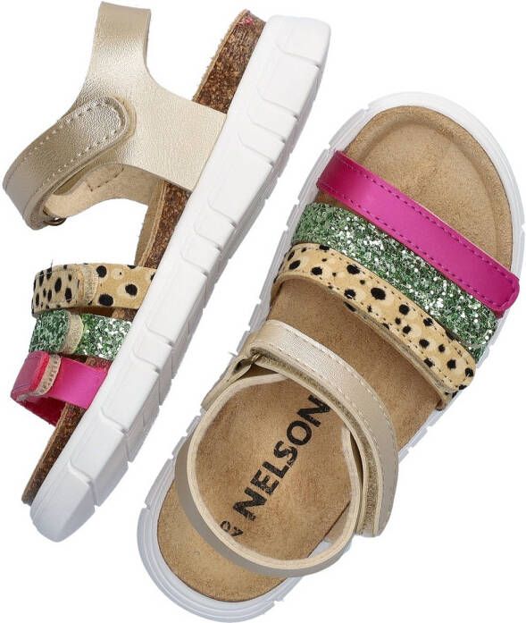 Nelson Kids leren sandalen goud groen roze Multi Meisjes Leer Meerkleurig 26 - Foto 3