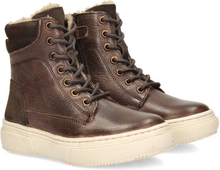 Nelson Kids leren veterboots cognac Bruin Leer 35 - Foto 4