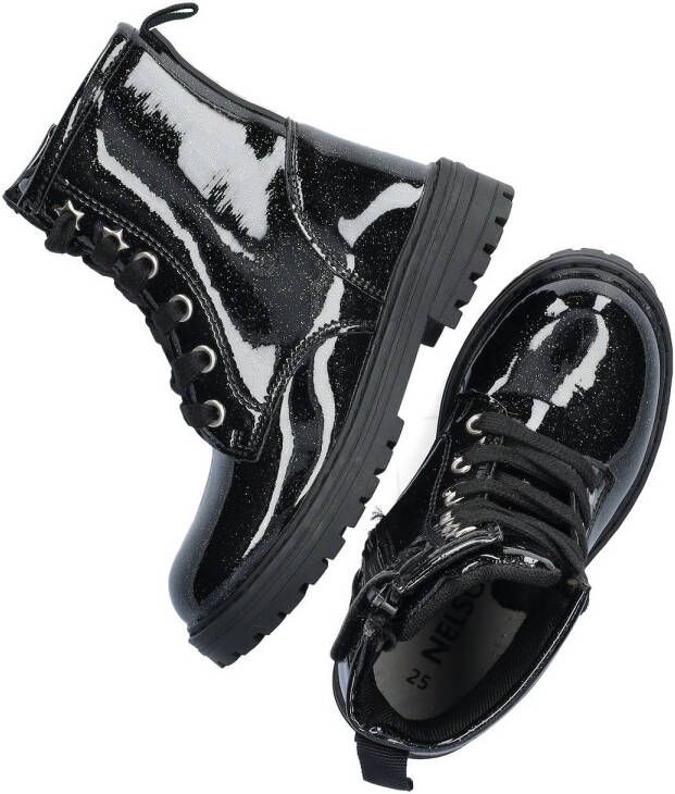 Nelson Kids lak veterboots met glitters zwart 25 - Foto 4