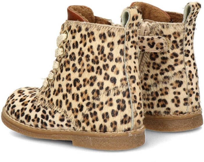 Nelson Kids leren veterboots met ponyhaar en panterprint beige Meisjes Leer 24 - Foto 4