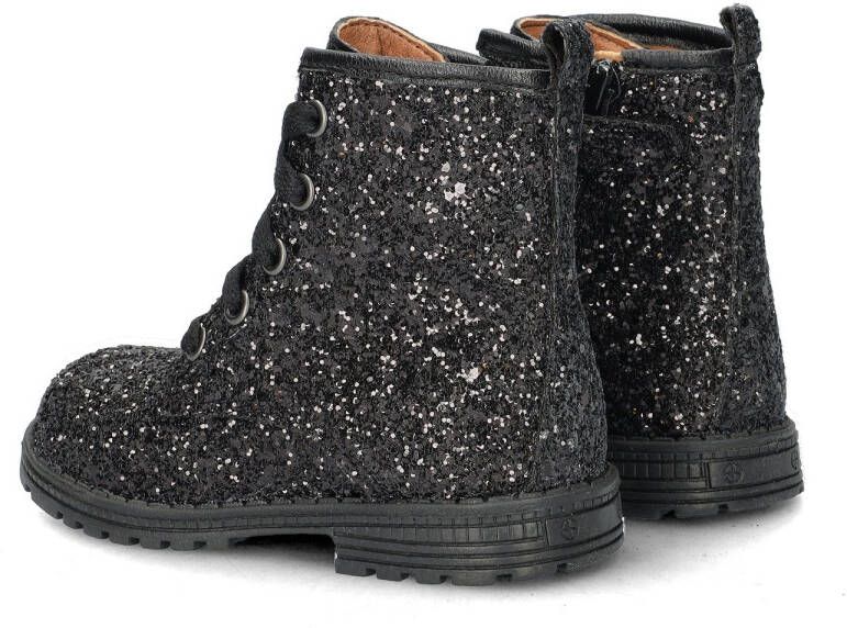 Nelson Kids leren veterboots met glitters zwart Meisjes Leer Effen 29 - Foto 6