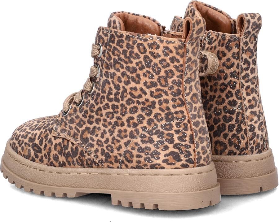 Nelson Kids nubuck veterboots met panterprint brons cognac zwart - Foto 6