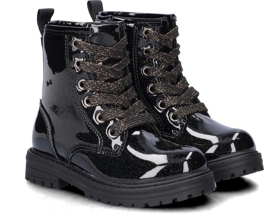 Nelson Kids lakleren enkelboots met profielzool en glitters zwart - Foto 7